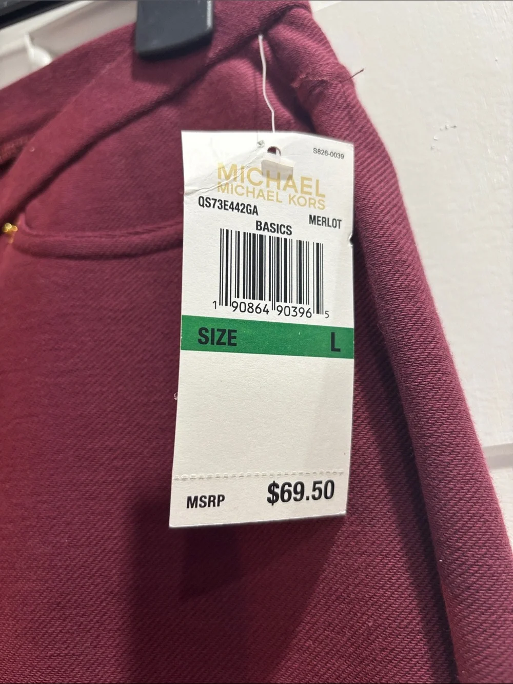 Michael Kors  Burgundy Ponte Slim Leg Pants with Gold Studs